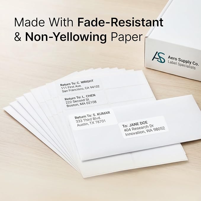 4" X 1.33" Matte White Printable Address Labels (250 Sheets, 3500 Stickers) | Mailing Labels for Envelopes, File Folder Stickers for Laser & Inkjet Printers - Spartan Industrial Template R018