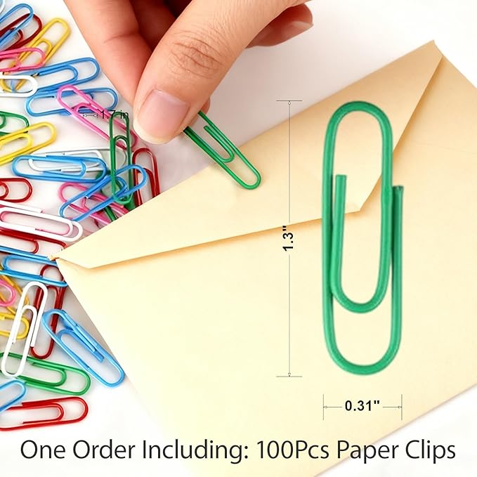 Paper Clips 100 Pcs 1.3 Inch Medium Paperclips, for Office School Daily DIY Paperwork