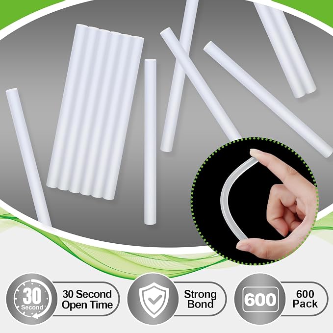 TUXIYA 600 Pack Mini Hot Glue Sticks,0.27"×4" Glue Gun Sticks | Clear Mini Glue Sticks for Hot Glue Gun, Quick Bonding for Crafting & DIY, Arts and Crafts