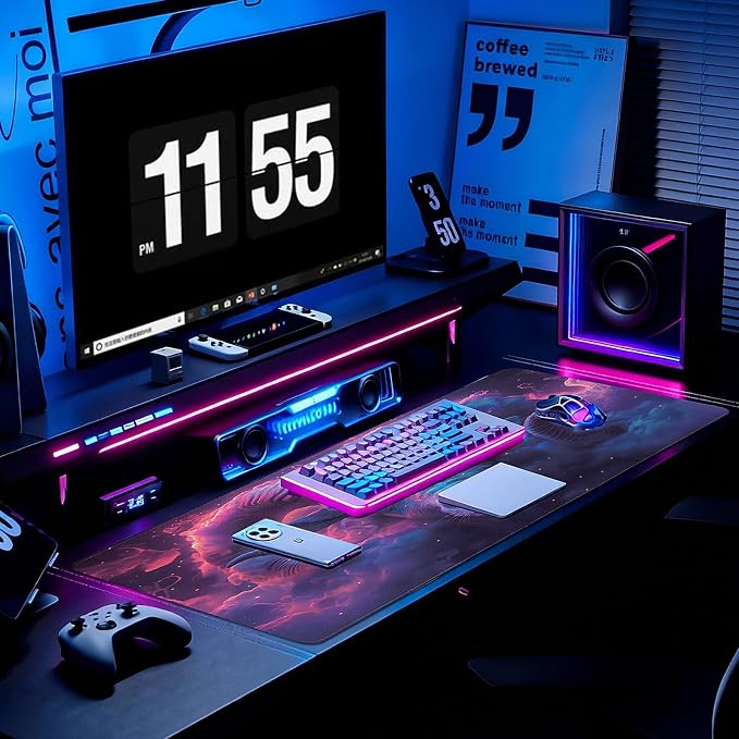 Gaming Desk Mat with Silky Smooth Surface & Exquisite Patterns,31.5x11.8 Inches Large-Sized Mouse Pad, Perfect for Extended Gaming,Work,and Home Office Decor (Taurus 1)