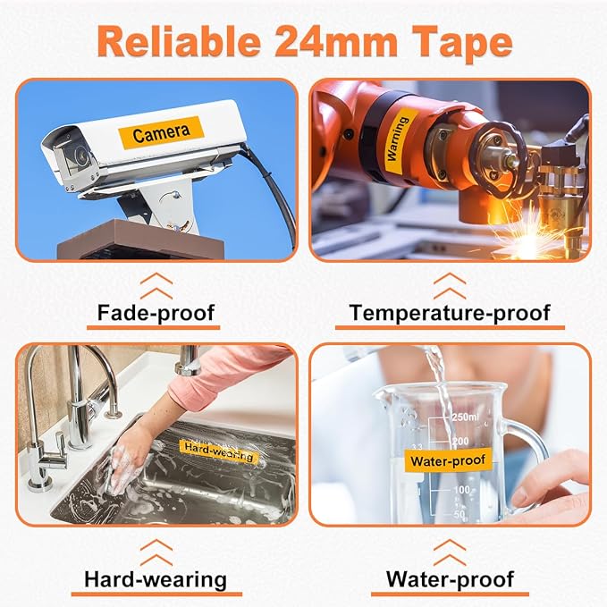 24mm Label Tape Orange Replace for Brother P Touch TZe TZ Tape 24mm 0.94'' (Pack of 2)