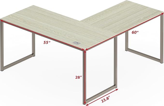 SHW Mission 55 x 60 L-Shape Home Office Computer Desk, Maple | Reversible Desktop Design