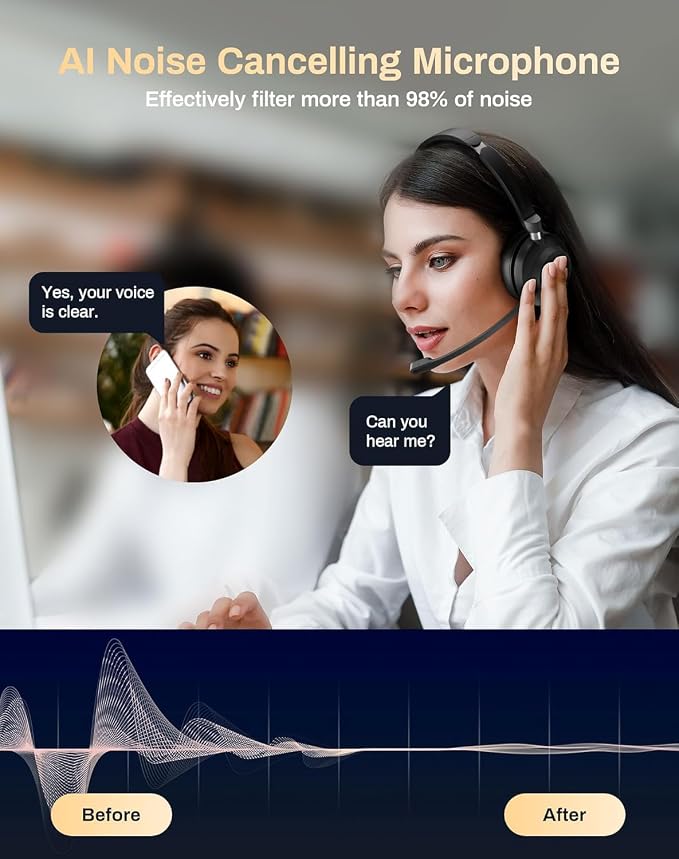 USB Headset with Microphone for PC/Office/Call Centers/Home | Computer Headset with Volume Control & Mic Mute,Compatible with Teams/Zoom/Skype