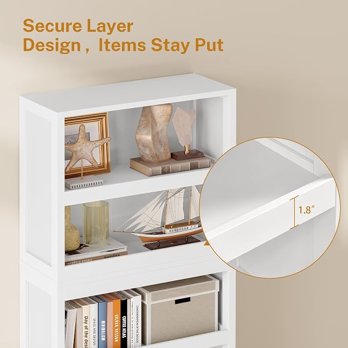 64.2" Bookcase, 5-Tier Open Bookshelves and Bookshelf, Freestanding Display Storage Shelves with Storage Cabinet for Bedroom, Living Room and Office