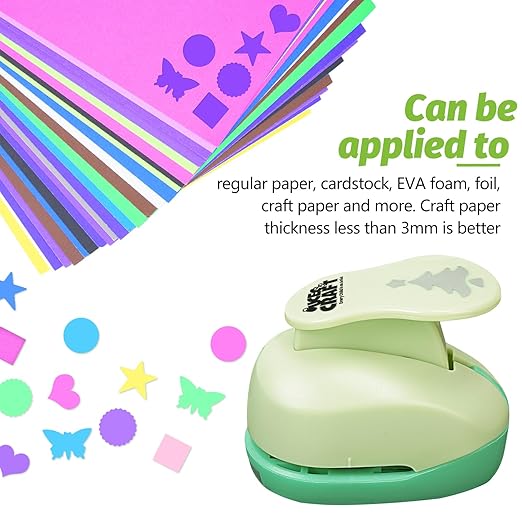 UCEC 6 PCS Craft Hole Punch 1 Inch Paper Puncher, Hole Punch Shapes Crafting Designs DIY for Kindergarten Teacher Office Supplies, 6 Different Shapes Set with 30PCS Craft Paper