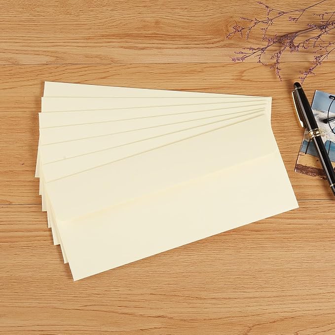 100 Pack Colored #10 Business Envelopes, 4.13 x 9.49 Inches, Cream Color | Self Seal, Standard Envelopes, For Office Checks, Business Letter Mailing, Greeting Card