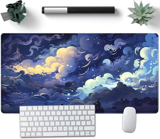 Pastel Large Mouse Pad Blue Desk Mat Aesthetic Sky Kawaii Gaming Mouse Pad XXL Keyboard Computer Mat Cute Desk Decor Office Gift 31.5 X15.7 in
