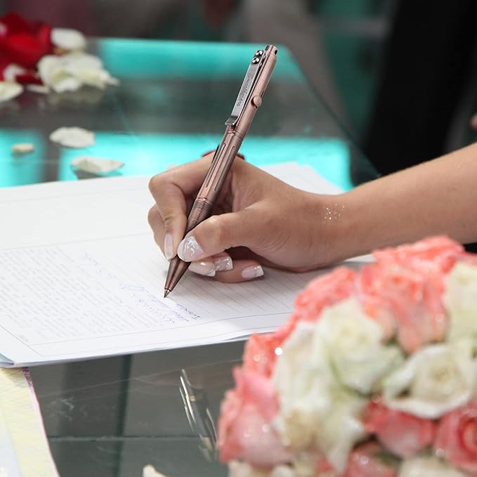 SMOOTHERPRO Bolt Action Pen, Solid Brass Ballpoint Pen Compatible with Pilot G2 Refill, Weighted Heavy Pen for Tremor Parkinson Arthritic Hand, Plated Vintage Retro Black(RG335)