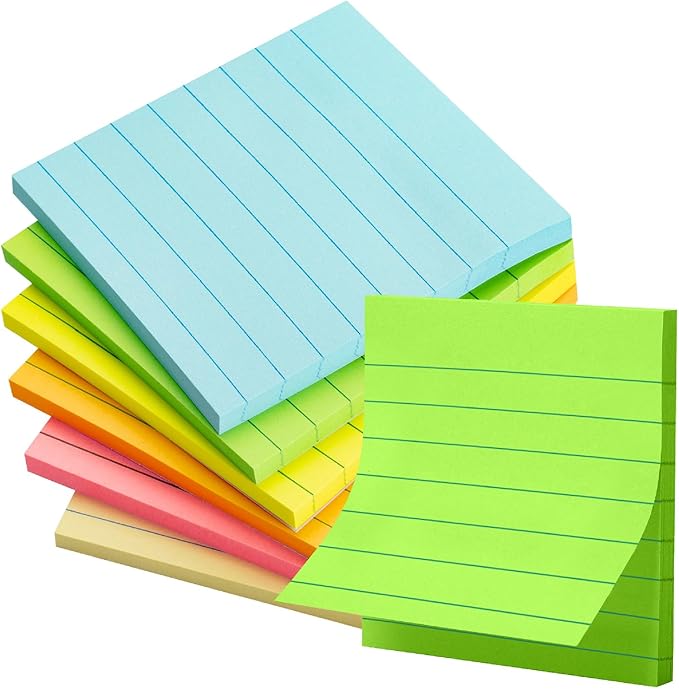 Mr. Pen- Lined Sticky Notes 3x3, 6 Pads, 45 Sheet/Pads, Pastel Colors, Sticky Notes with Lines, Stocky Notes for Bible Journaling