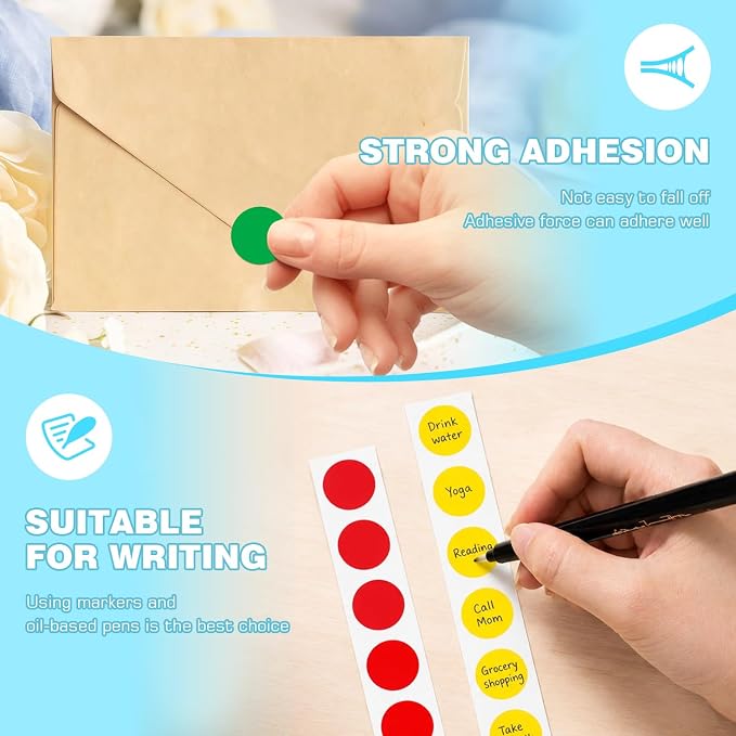 3/4 Inch Color Coding Label Stickers,2000PCS Circle Inventory Sticky Dots Sticker (Red/Blue/Yellow/Green)