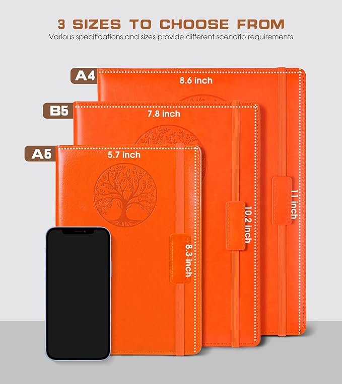 Lined Journal Notebook for Women Men,256 Pages B5 Large Hardcover Leather Journals for Writing,Travel,Business,Work & School,College Ruled Notebooks for Note Taking,Diary Notepad 7.8"×10.2"