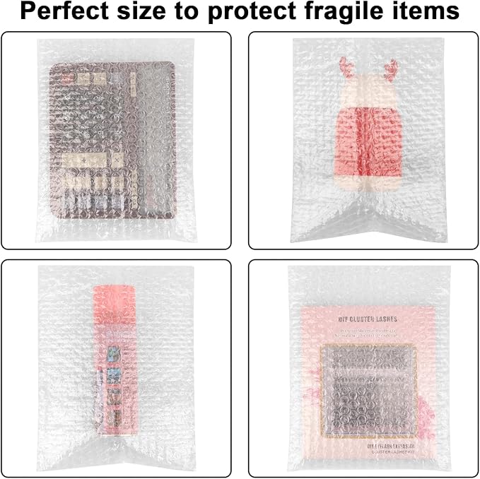 50Pack Self-Seal Bubble Out Bag Pouches 8 x 10 Inch Double Walled Self-Sealing Protective Bubble Pouches Wrap Cushioning Bags for Shipping, Packing, Moving