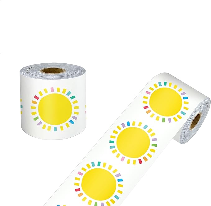 Carson Dellosa Happy Place 65Ft of Sun Bulletin Board Borders, 1 Roll of Sunshine Trim for Rolling Whiteboard, Cork and Posterboard, Classroom Decor, Party, Spring, and Summer Decorations