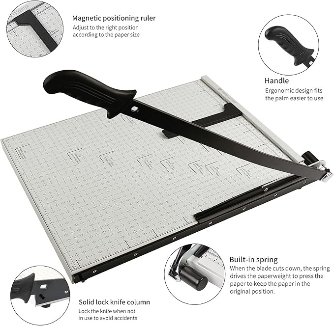ZEQUAN B3 Guillotine Paper Cutter, 21 Inch Heavy Duty Stack Paper Trimmer with Safety Blade Lock & Guard Rail, 10-Sheet Capacity Metal Base for Home Office School