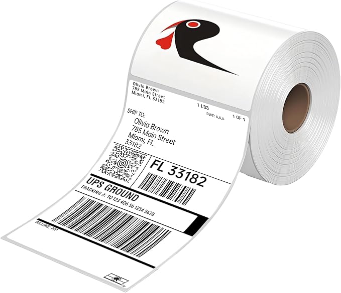 4x6 Thermal Labels 500/Roll, HUOJI Direct Thermal Shipping Labels Roll 4x6 Compatible with Rollo, Zebra, MUNBYN Printers, Commercial Grade