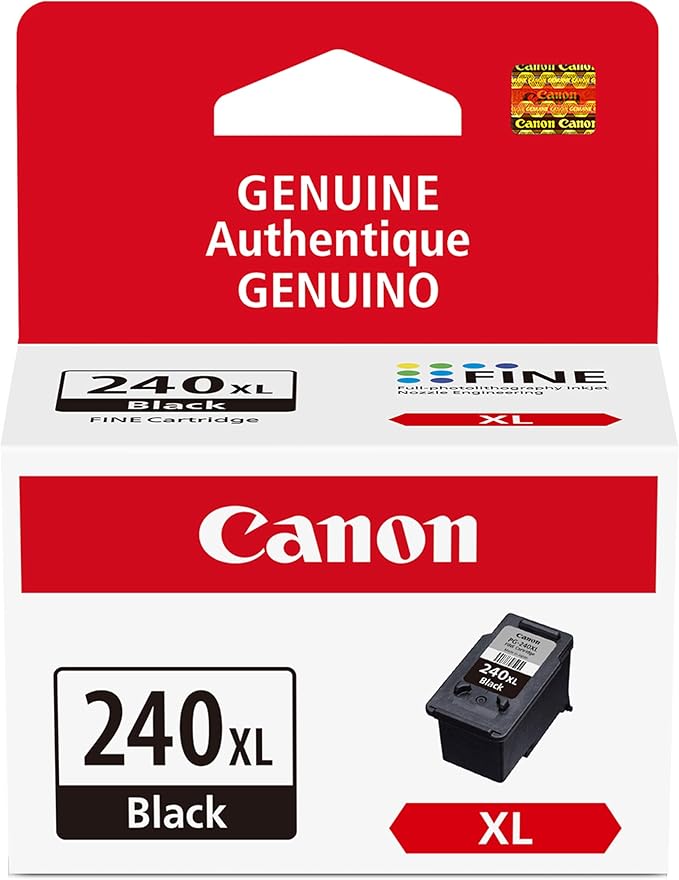 Canon PG-240 XL Genuine Black Ink Cartridge, Compatible with MG2120/3120/4120, MX512/432/472/372/392/522/532/452, MG2220/3220/4220/3520/3620, TS5120