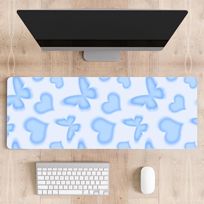 Mousepad Desk Mat Gaming Large Keyboard Cute Office Desktop Computer Laptop XXL Long Giant Big Kawaii Aesthetic (Butterfly)