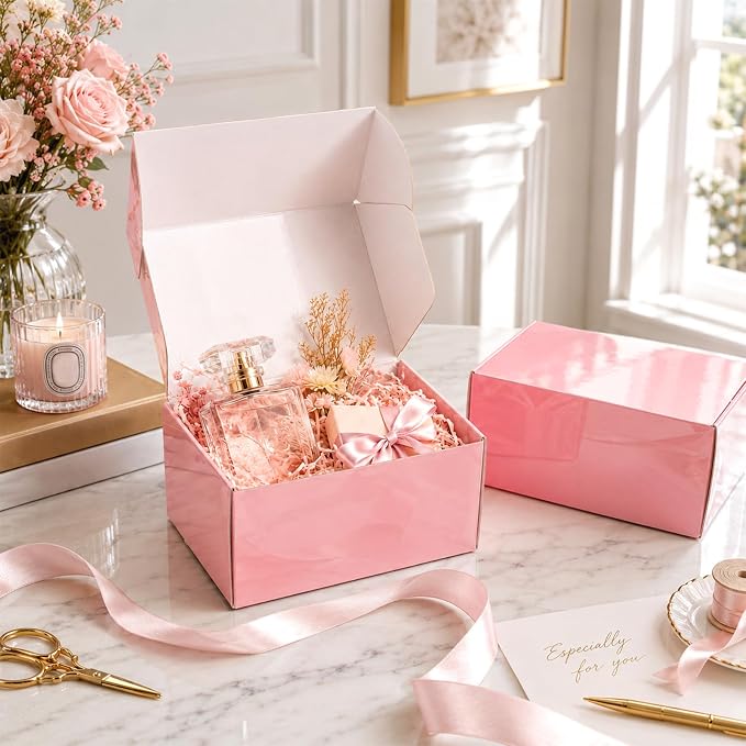 9x6x4 in Shipping Boxes for Small Business 30 Pack, Cute Pink Corrugated Mailer Boxes Bulk