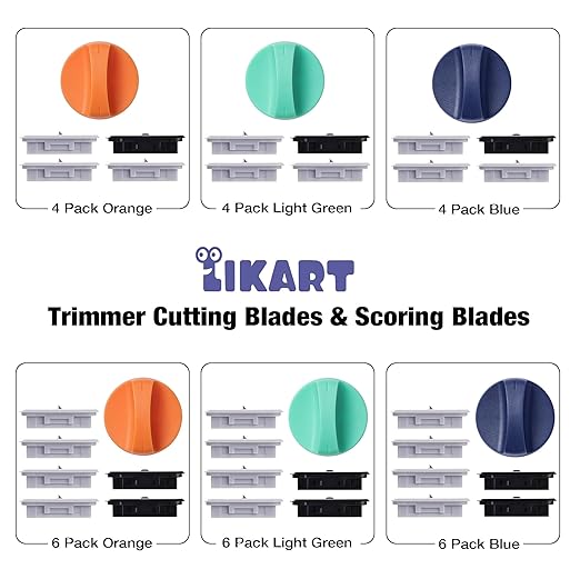 Likart 4-Pack Paper Cutter Replacement Blades Kit, Portable Trimmer Cutting Blades Compatible for Portable Trimmer/Basic Trimmer/Roll Holder,3 Cutting Blades & 1 Scoring Blades with a Holder,Orange