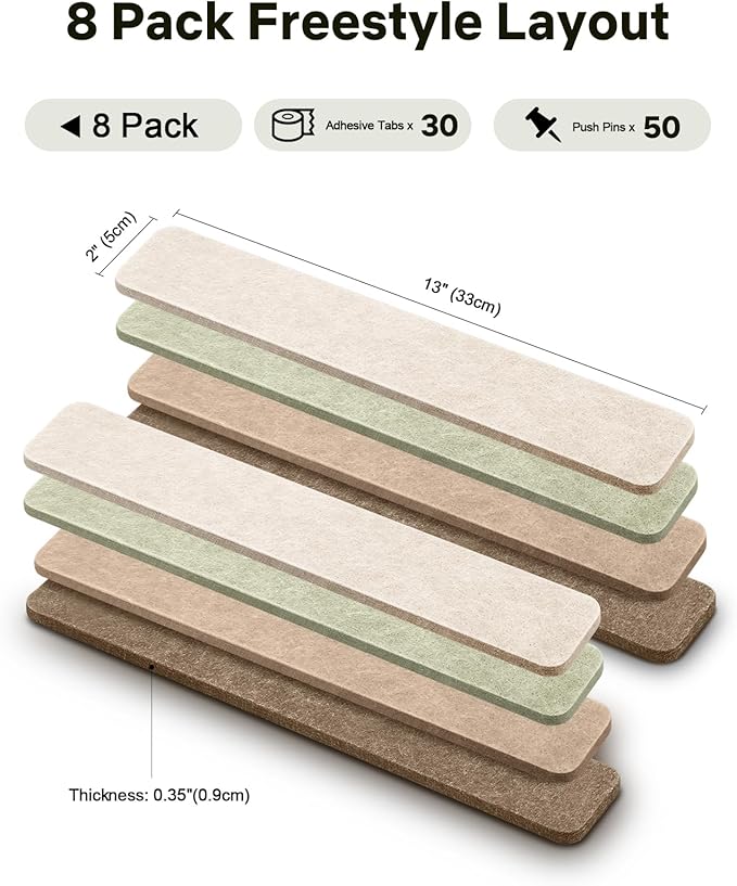 Small Cork Bulletin Board Tiles, Felt Wall Decor and Office Desk Accessories for Vision, Message Center, Picture and Prayer Board, Dorm, Room, Home Office Essentials and Organization(Linen Dusk)