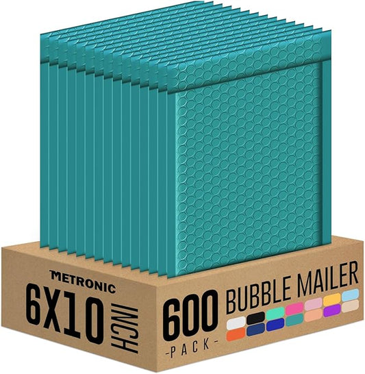 Metronic 600 Pack Bubble Mailers 6x10 Inch Usable Size 6x9" Forest Green Padded Envelopes Waterproof Bubble Envelopes Cushioning Padded Mailers for Packaging, Mailing, Shipping
