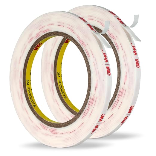3M Double Sided Mounting Tape 1/4''x15.4Ft 2 Pack, White 4950 Heavy Duty | Waterproof Adhesive Foam Tape for Car Home Office Deco