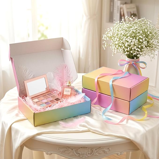 Shipping Boxes for Packaging 9x6x2", 45 Pack Colorful Corrugated Cardboard Boxes, Paper Mailing Boxes for Small Business