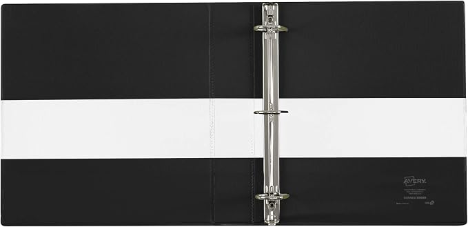 Avery Two-Tone Durable View 3 Ring Binder, 1.5 Inch Slant Rings, White/Black Binder (17287) (Pack of 6)