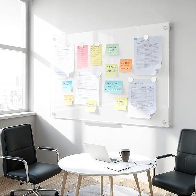 Glass Dry Erase Board, Magnetic Tempered Glass Whiteboard 24" x 18" (2'x1.5'), Ultra White