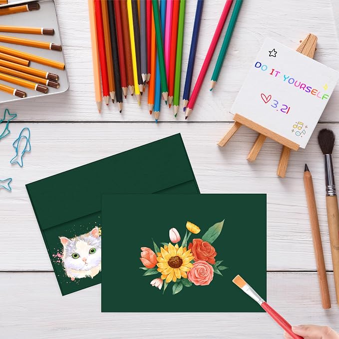 4x6 Envelopes For Invitation((50, Dark green, A6) | A6 Envelope,50 pack 4x6 card Envelopes Self Seal,for weddings, greeting cards,baby shower,photos,birthday