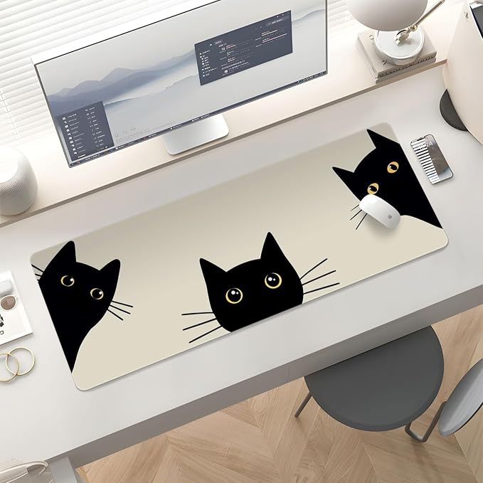Mousepad Desk Mat Gaming Large Keyboard Cute Office Desktop Computer Laptop Cat XXL Long Giant Big Kawaii Aesthetic Girly Pretty Design Women Girl Gamer Oversized Wide 30x12'' Mousepad