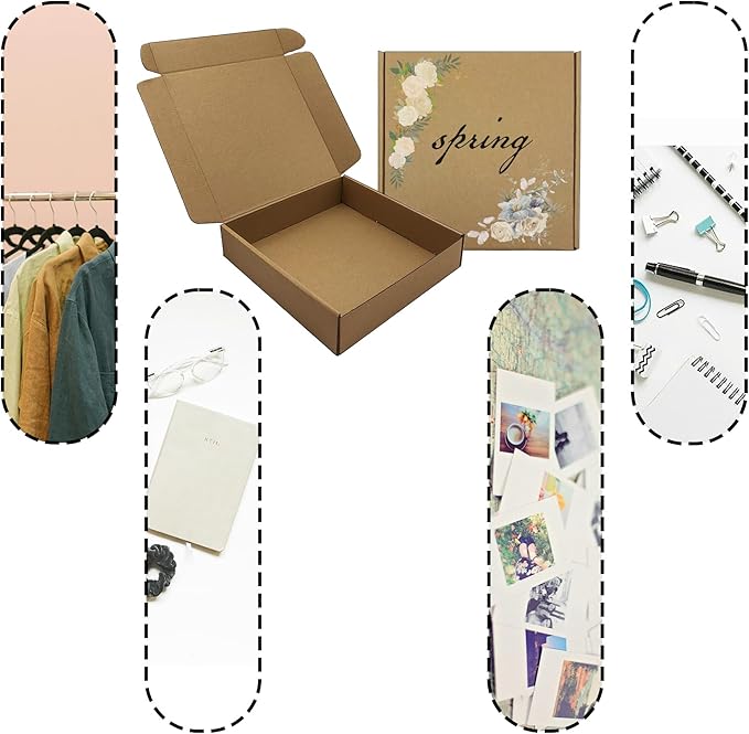 9x9x2 Inches Shipping Boxes Set of 25, Brown Corrugated Mailing Cardboard Box Literature Mailer for Packing Small Business Moving and Storage,E-Commerce Packaging (9"×9“×2”)