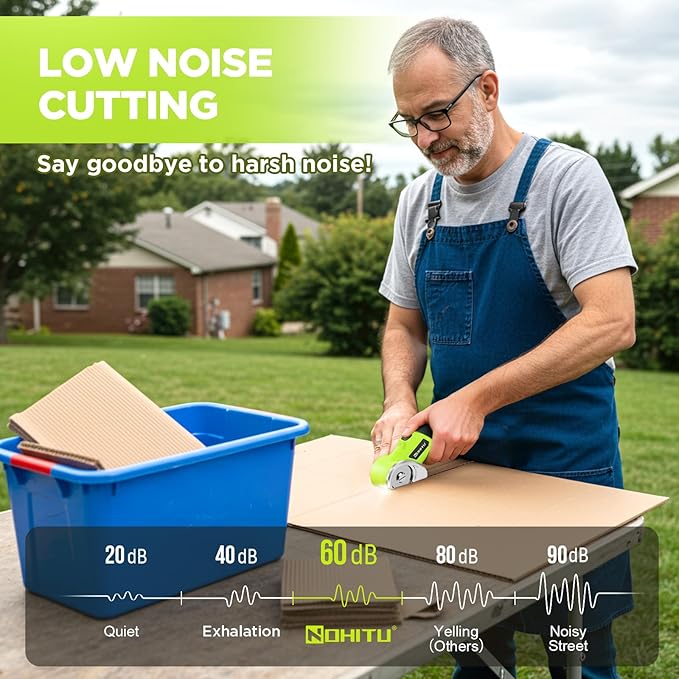 Cordless Electric Scissors: 4V Rechargeable Rotary Cardboard Cutter, 3000mAh Battery, with LED Light & Safety Lock, 2 Blades, Electric Box Cutter for Fabric Carpet Carton Plastic Leather Cloth