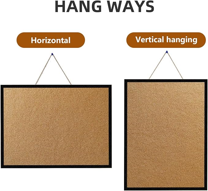 24” x 36” Cork Boards for Walls with Black Wooden Frame 1pack, Double Sided Office Board for Wall Organizer, Bulletins Board Decorative Hanging Pin Board for School, Home & Office, Notice Board