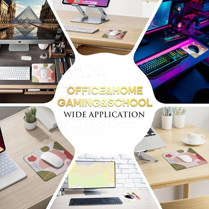 JIKIOU Mouse Pad with Non-Slip Rubber Base, Premium-Textured & Washable Computer Mousepad with Stitched Edges, Mouse Pads for Computers, Laptop, Gaming, Office & Home, 10.2 x 8.3 in Rose