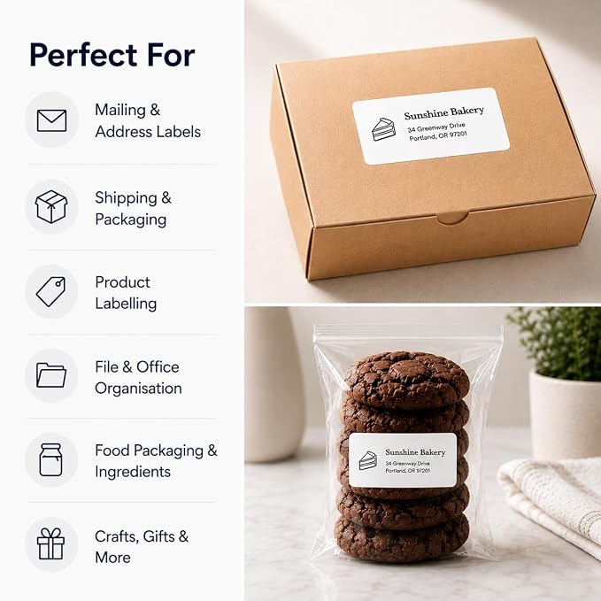 2" x 4" Labels for Printer, Printable Mailing Address Stickers - 2000 PCS | Laser/Inkjet Printing, comes with Print Templates