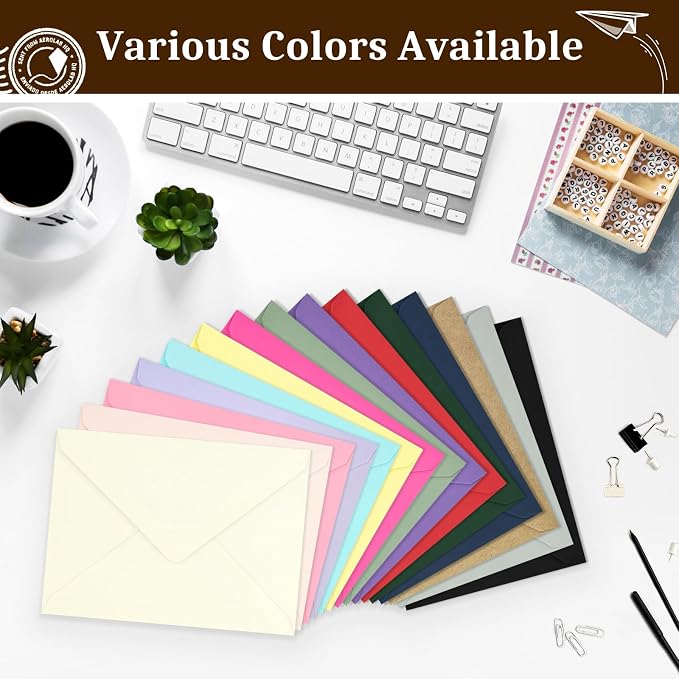 50 Pack A7 Envelopes, Dark Purple Greeting Card Envelopes Self Seal, 5.24 x 7.24 in Envelopes for Birthday Graduation Baby Shower Wedding Invitation Cards