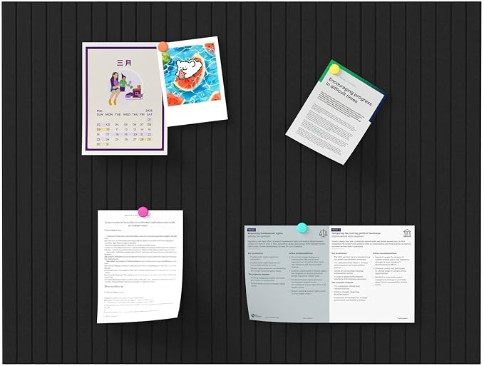 Stripe Felt Bulletin Board Tiles, Cork Board Alternative 48 x 36 in | 0.35 in modular felt wall tiles for notes, photos, schedules, reminders in offices, classrooms, home and office workspaces