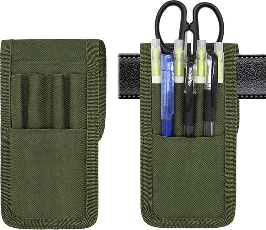 2 Pcs KATOLK Belt Pen Holder, Multifunctional Adjustable Tactical Pencil Pouch, Detachable Military Duty Pencil Sleeve Case, Can Hold Pens, Rulers and Scissors