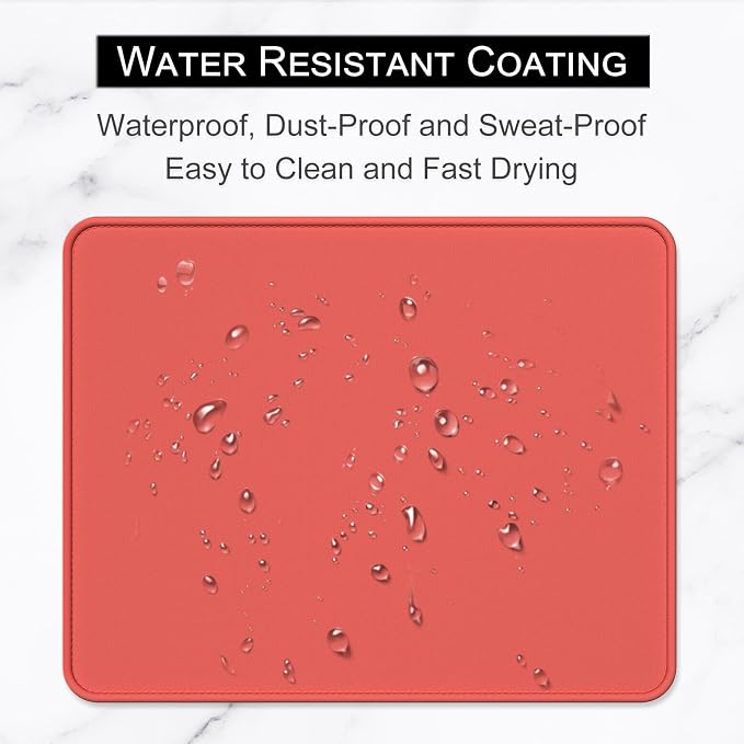 Hsurbtra Mouse Pad, Premium-Textured Square Mousepad 10.2 x 8.3 Inch, Stitched Edge Anti-Slip Waterproof Rubber Pretty Cute Computer Mat for Office Gaming Laptop Women Kids Bright Red