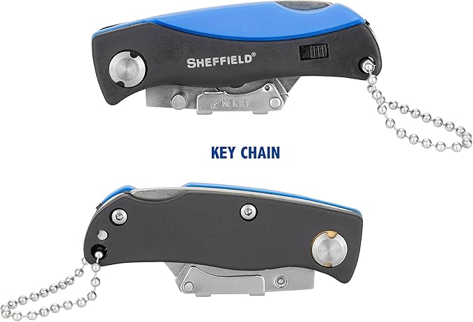 Sheffield Mini Box Cutter, Mini Utility Knife Aluminum Handle, Accepts Mini Utility Blades, Keychain Knife for Home, Office, Trades, and Warehouse