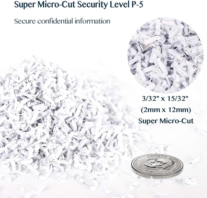 WOLVERINE SD9101 P-5 Super Micro Cut Shredder, 8-Sheet, 4.5Gal, 54dB, Black | P-5 Super Micro Cut | 2×12mm Particles | 8-Sheet/75g Paper | Cards+Staples+Clips | 54dB Quiet | 40Cr Steel Gears | 17L Bin