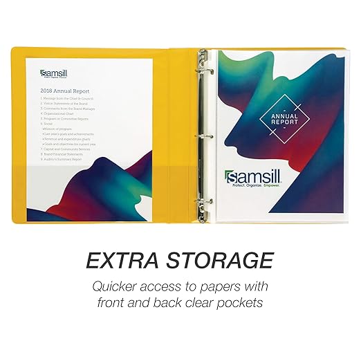 Samsill 1 Inch 3 Ring Binders, Economy Round Ring, Clear View Cover, 200 Sheet Capacity - for School, Home, Office - Yellow, 12 Pack