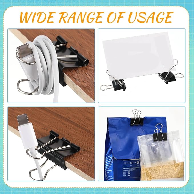 Jetec 100 Pcs Black 1.25 Inch Binder Clip Paper Clamp Metal Paper Clip | for Teachers Students Classroom Business Office and School Office Supplies