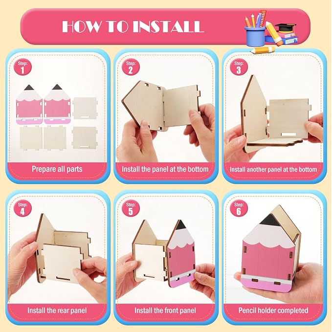 AWIZOM 8 Pcs Pencil Shaped Holders Wooden Pen Storage Dispenser Organizers | Wood Desktop Stationery Pot Bulk for Teacher Appreciation Gifts Classroom Back to School Office Desk Organization,8 Colors
