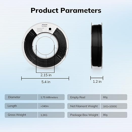 AMOLEN PLA 3D Printing Filament Bundle 1.75mm, Black White Red Green 250g X 4 Spools Pack 3D Printier Filament, 1KG/2.2 lb in Total, Compatible with Most FDM Printer and 3D Pen
