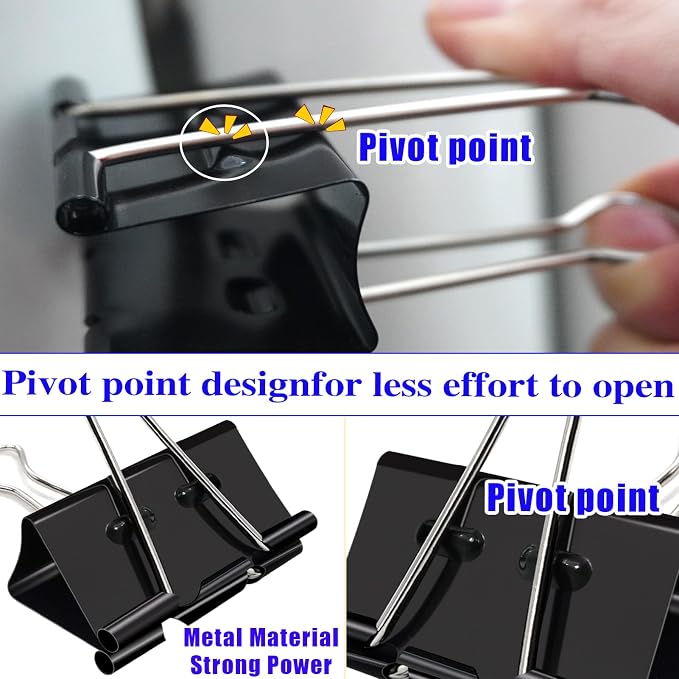 2 Inch Binder Clips(12 Pack), Upgrade Support Points Binder Clips | Extra Large Paper Clamps for Office and Home Supplies