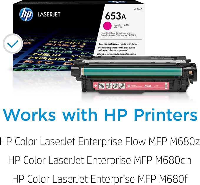 HP 653A Magenta Toner Cartridge | Works Color LaserJet Enterprise MFP M680 Series | CF323A