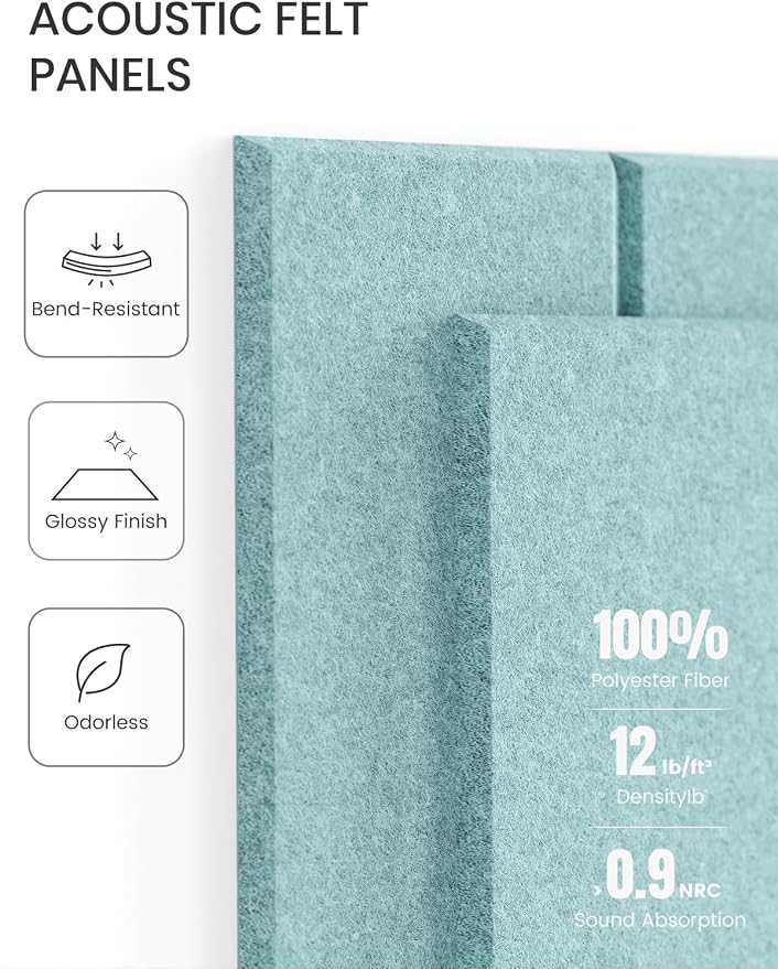 Fluxynara Felt Bulletin Board & Cork Board Alternative, Aqua Blue | 36" x 24" Pin board, Removable Adhesive Tabs, Easy Install Without Wall Damage, For Home Office Decor