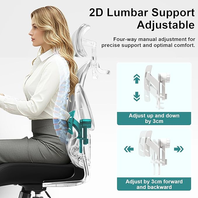 Ergonomic Office Chair - Adjustable Lumbar Support, Headrest, High Back Mesh Desk Chair for Office and Home, 90-120° Reclining Computer Chair with Flip-Up Arms (Panda)